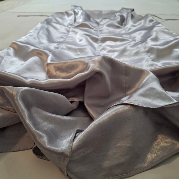 Jaques Vert Mermaid Midi Evening Dress Size 22 Silver Taffeta Satin Lined - Picture 13 of 16